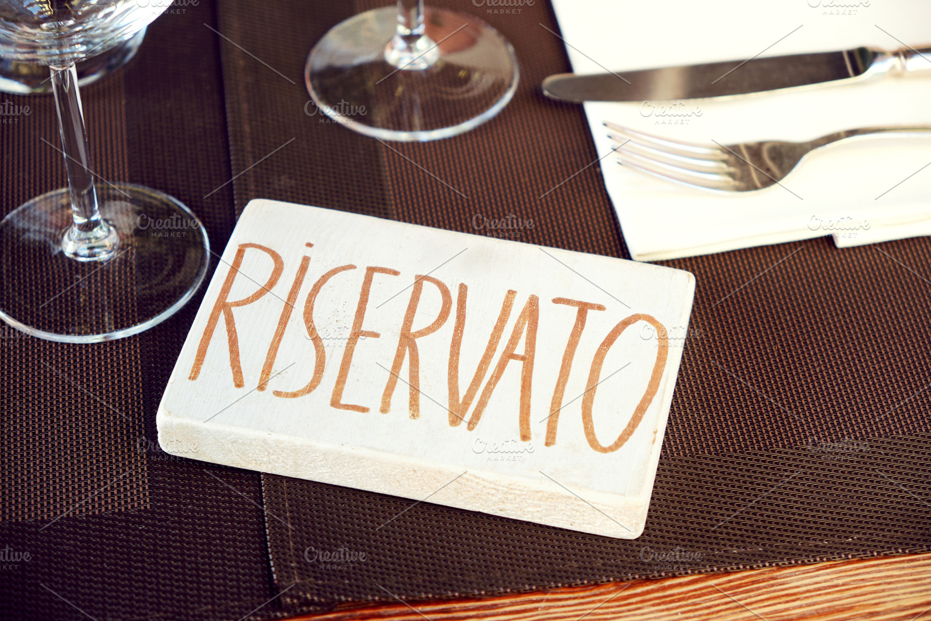 Reserved sign in Italian restaurant, a Food & Drink Photo by BOOCYS