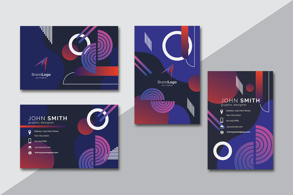 Land and Portrait Card Template, a Business Card Template by CreativeCraft0