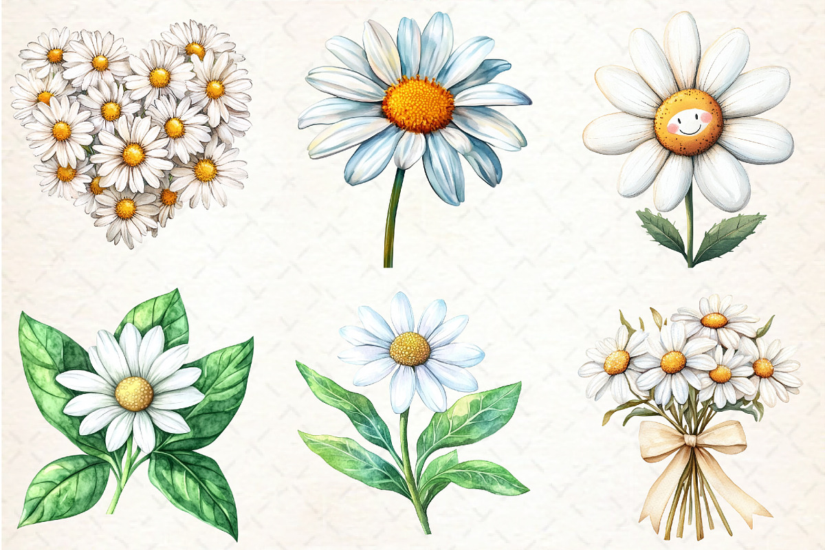 Watercolor Daisy Clipart, an Illustration by Libby Wishes (Photo 2 of 5)