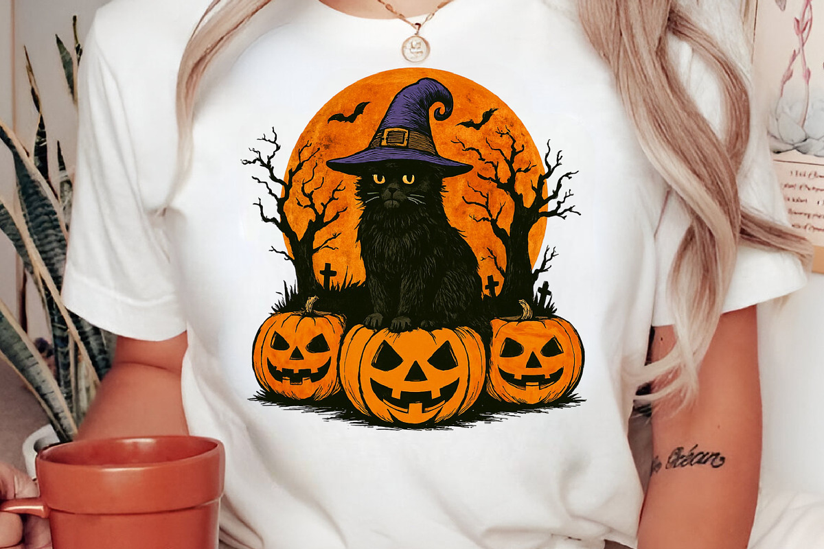 Black Cat Witch Pumpkin Png, an Illustration by Craft Nest (Photo 2 of 6)