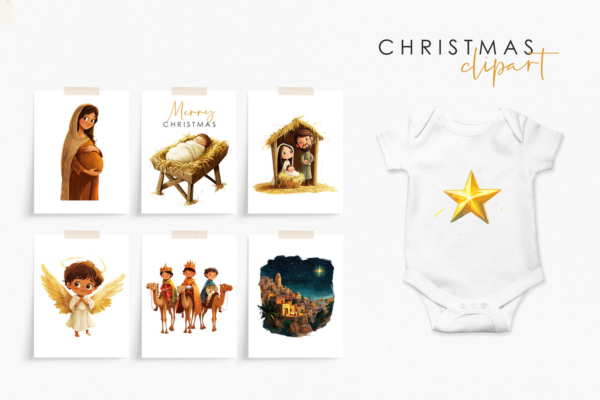 Nativity Scene Clipart, a Seasonal Illustration by ⋒DesignECShop⋒ (Photo 2 of 6)
