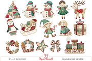 Winter Evening Watercolor Clipart, an Illustration by MockupWizard (Thumbnail 3 of 5)