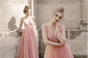 European girls bridesmaids in pink, a Beauty & Fashion Photo by Oleksandr Berezko