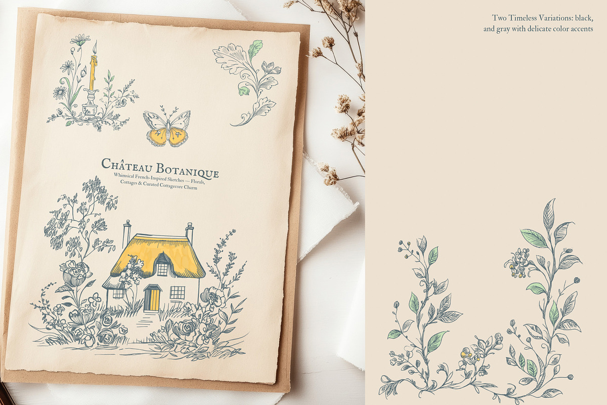 chateau clipart vintage doodles set, a Decorative Illustration by Patishop Art (Photo 9 of 9)