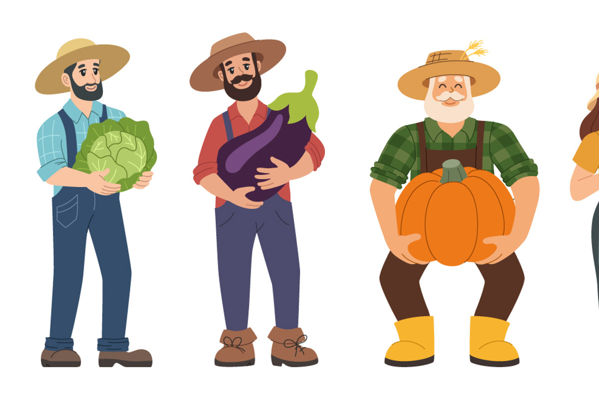 Cartoon happy farmers set., an Illustration by Barsuk's Shop (Photo 1 of 3)
