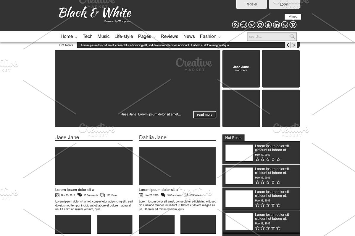Black & White Psd Template, a Websites & App Template by Florin Chitic