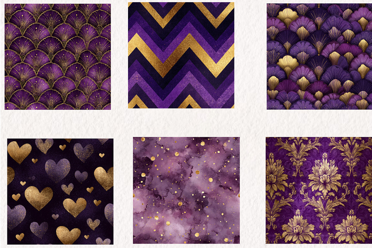 Purple and Gold Glitter Digital, a Pattern Graphic by CreationArt (Photo 2 of 4)