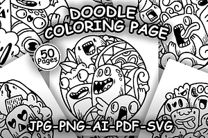 DOODLE In CIRCLE COLORING PAGE