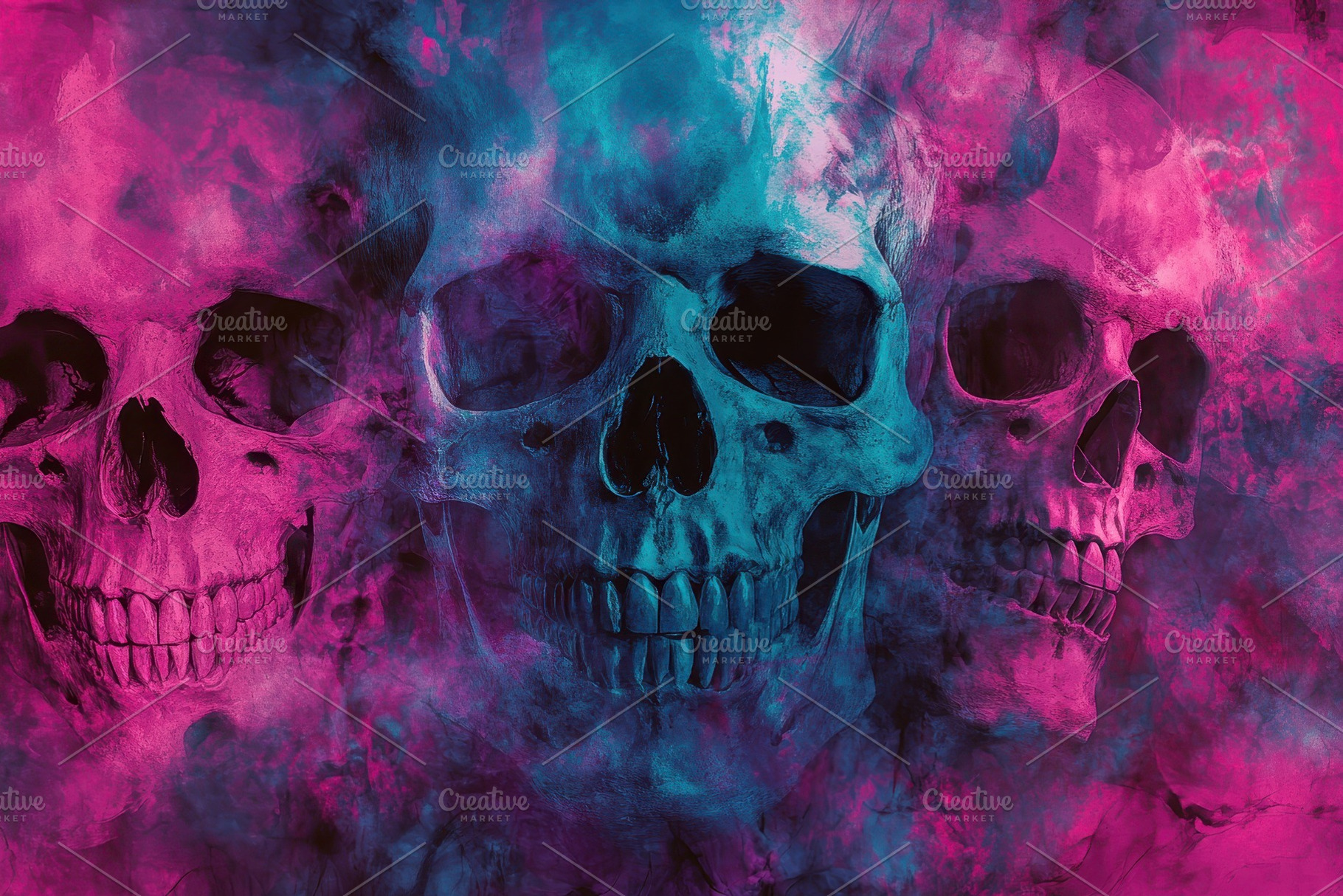 Vibrant abstract skulls with a color, a Photo by Iftikhar Alam