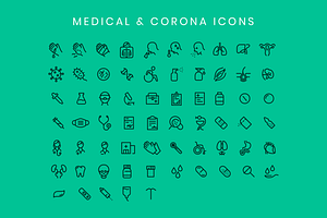 65 Corona & Medical icons (line)