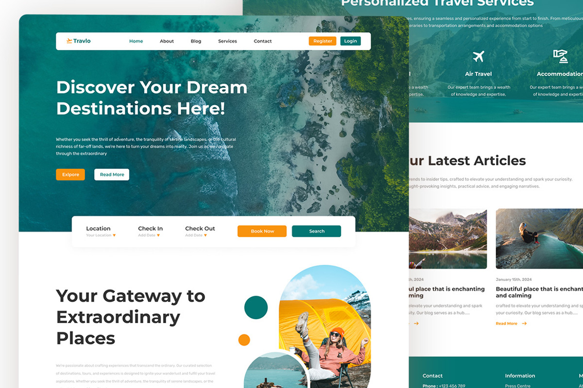 Travlo - Travel Landing Page, an UI Kit Template by ENATIVE (Photo 2 of 4)