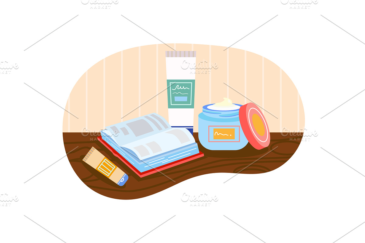 Care beauty product vector on flat, an Object Illustration by vectorpointstudio