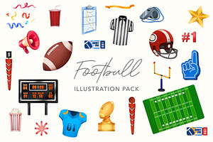 American Football Illustration Pack, an Illustration by RetrospectiveMedia