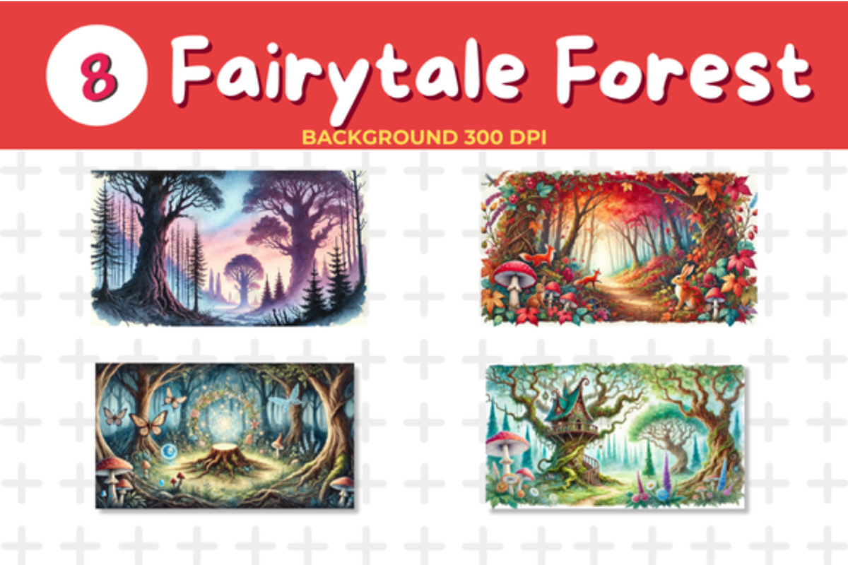 Watercolor Fairytale Forest Backgrou, a Background Graphic by John_Walker (Photo 3 of 3)