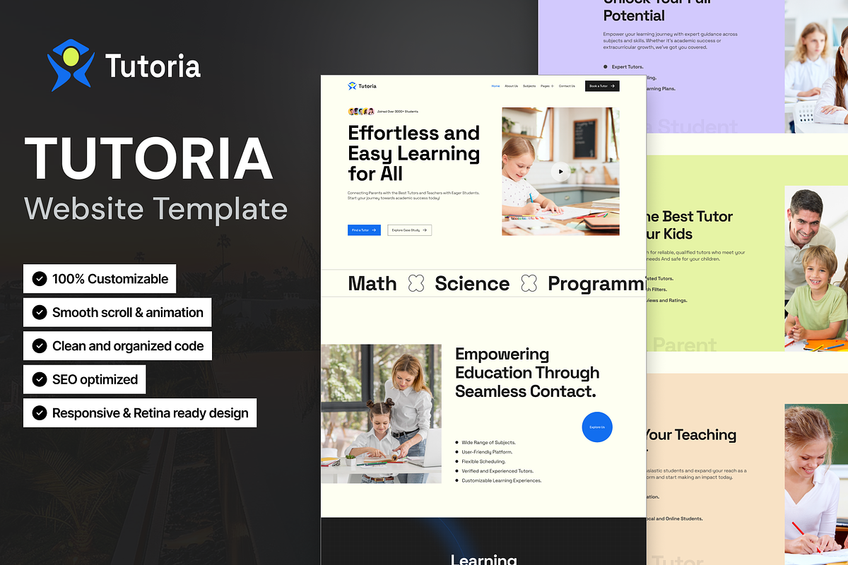 Tutoria - Education Website Template, a HTML Template by TNCFlow (Photo 1 of 5)