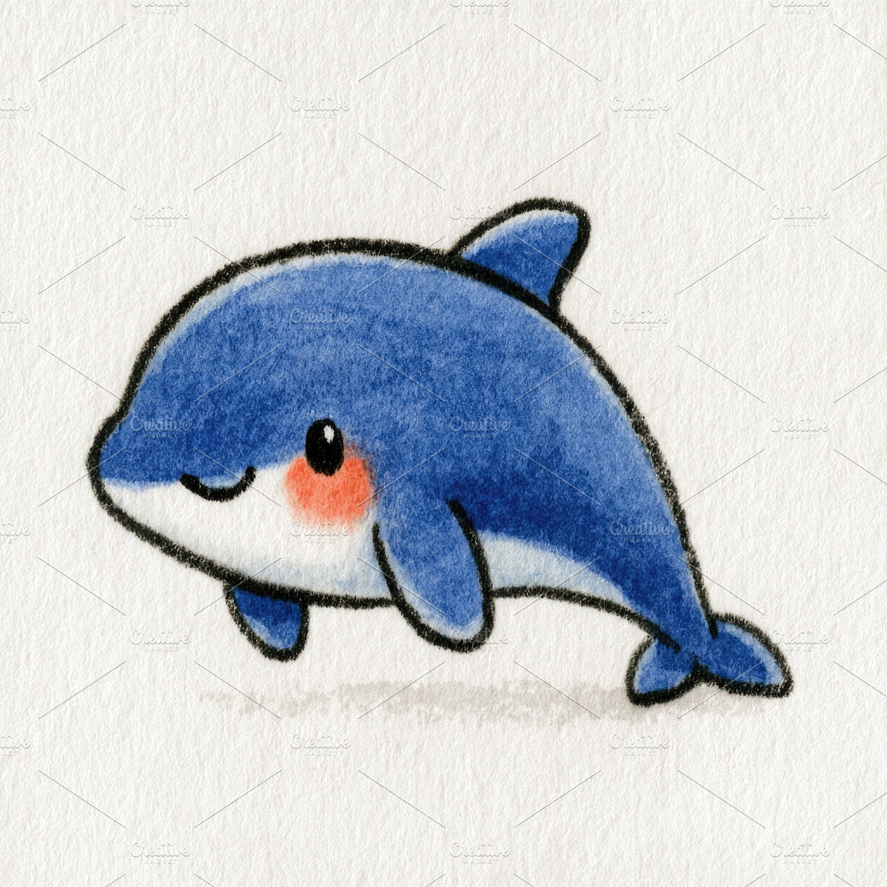 Cute blue dolphin doodle illustration, an Animal Photo by José Manuel Gelpi