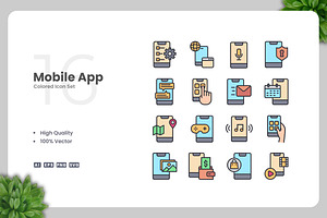 Mobile App Colored Icons, an Icon by Upnowgraphic