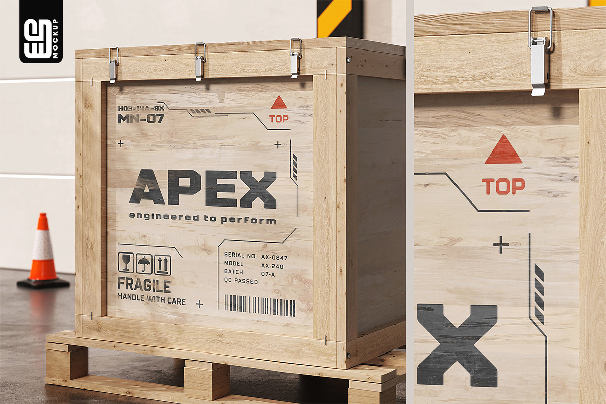 Wooden Shipping Crate Mockup, an Advertising Mockup by SD Mockup (Photo 3 of 5)
