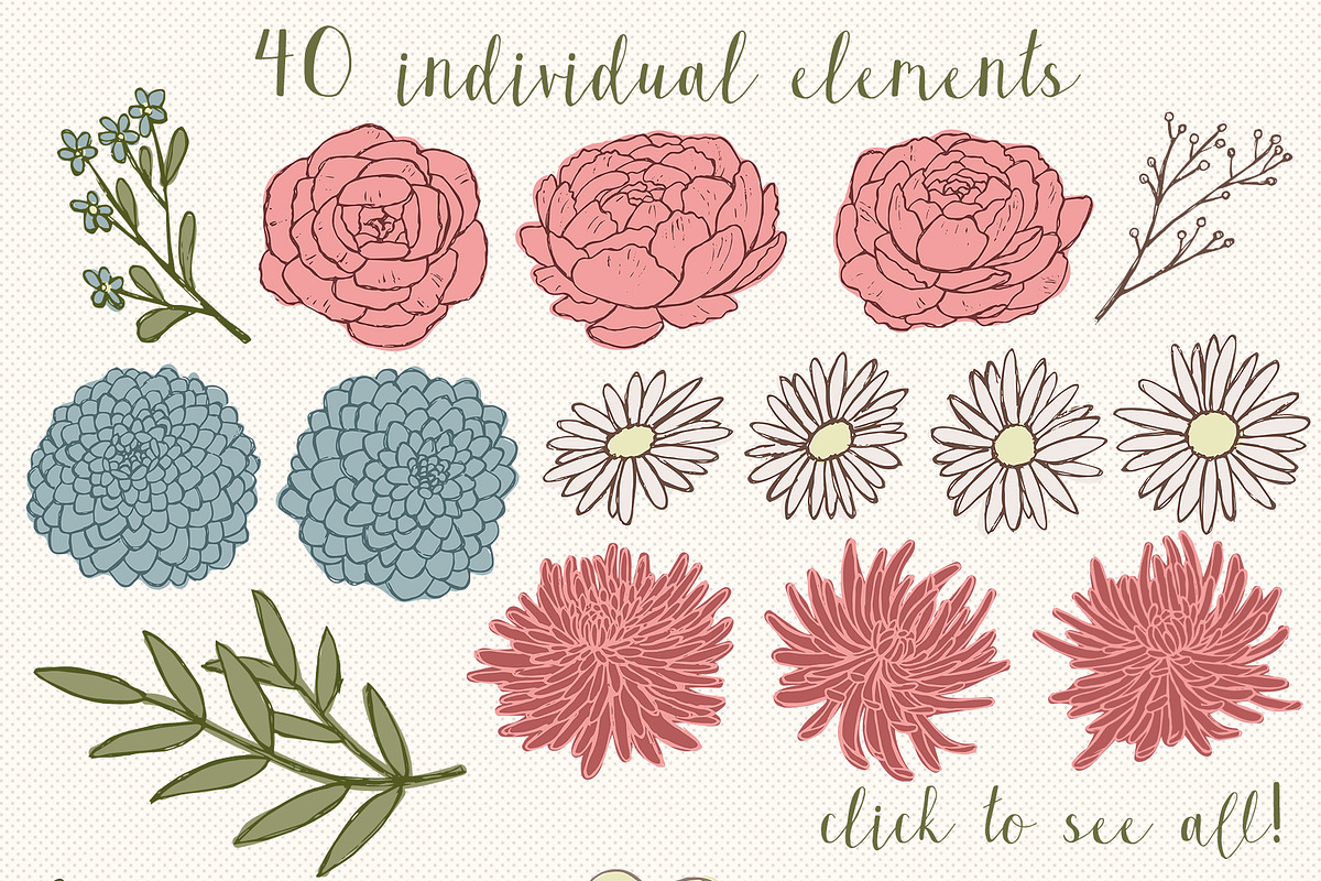 Vintage Rustic Florals, an Illustration by Kellie Jayne Studio (Photo 2 of 11)