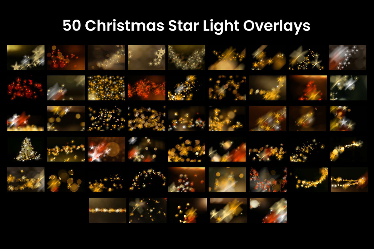 50 Christmas Star Light Overlays, a Texture Graphic by 3Motional (Photo 5 of 16)