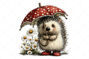 Whimsical Summer Hedgehog Clipart, an Illustration by Craft Nest (Thumbnail 10 of 12)