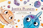 Joyful Planets set +3 patterns, a Decorative Illustration by Kristina Crocus (Thumbnail 1 of 4)