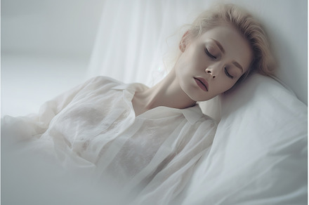 Pretty woman sleeping. Generate AI, a Person Photo by Ylivdesign