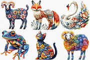 Watercolor Folk Art Animals Clipart, an Illustration by Canvas Craft (Thumbnail 3 of 8)