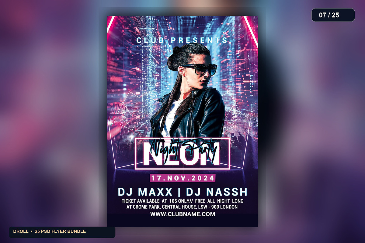 25 Nightclub Party Flyer PSD Bundle, a Flyer Template by Flyer Arts (Photo 10 of 29)