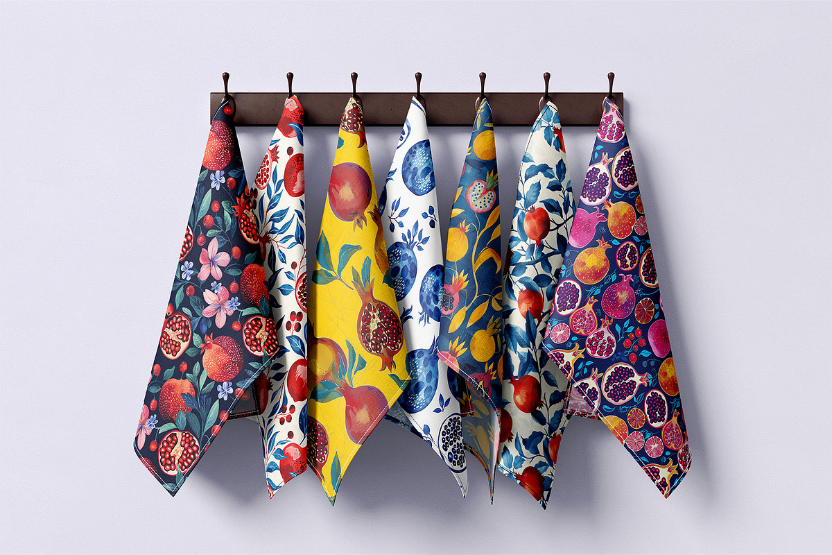 Blue Pomegranates Patterns, a Pattern Graphic by Ninterints (Photo 5 of 19)