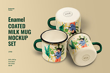 Enamel Coated Milk Mug Mockup Set by  in Products