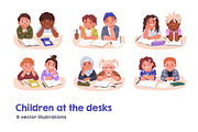 Kid students study at desk set, a Person Illustration by Good Studio (Thumbnail 1 of 7)