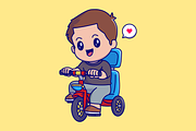 Cute Boy Riding Bicycle Cartoon, a Person Illustration by Catalyst Labs (Thumbnail 1 of 3)