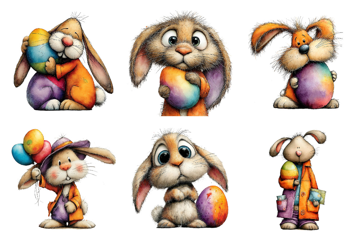 Funny easter bunny clipart, an Illustration by SinaCreation (Photo 4 of 11)