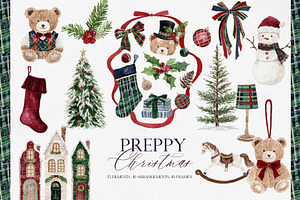 Watercolor Clipart- PREPPY Christmas