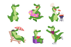 Cute crocodile. Funny mascot, an Animal Illustration by Onyx