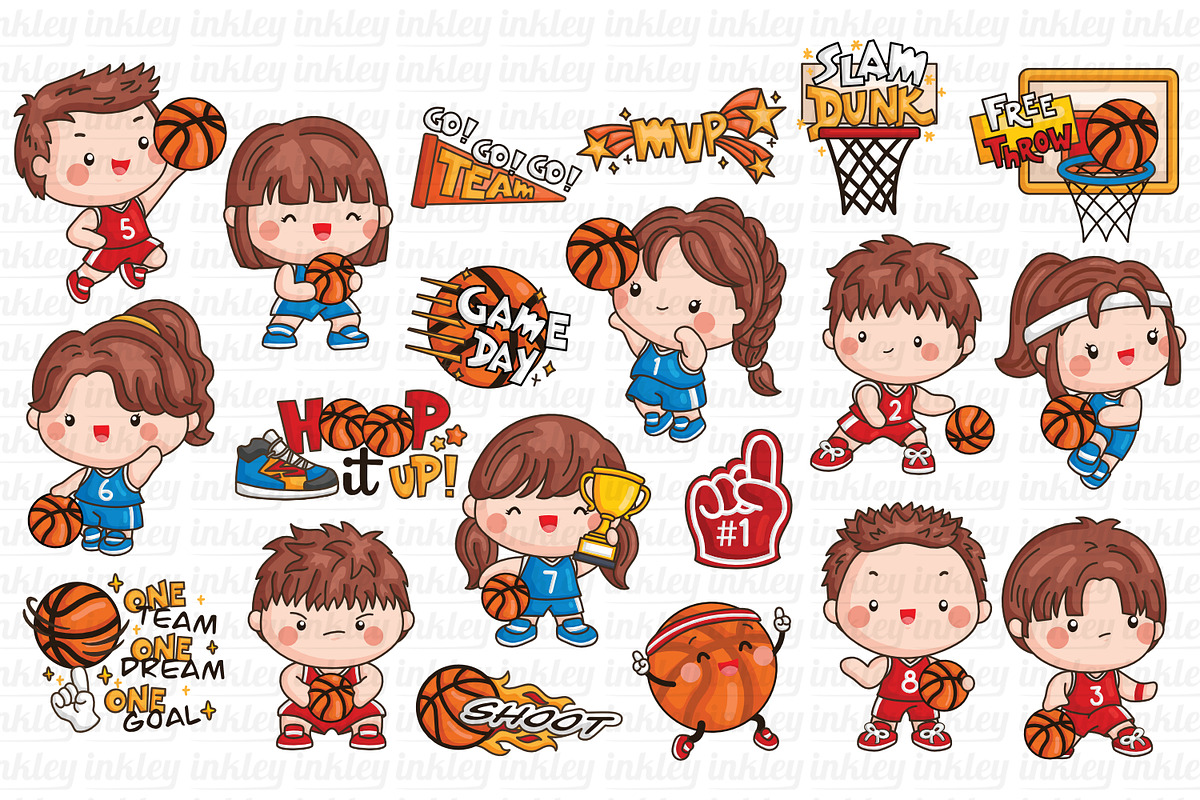 Basketball Clipart - Cute Sports, a Sport Illustration by Inkley Studio (Photo 1 of 3)