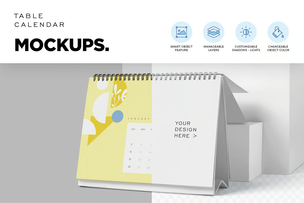 Calendar Mockup, a Product Mockup by megostudi0 (Photo 4 of 6)