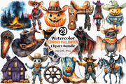 Watercolor Cowboy Halloween Clipart, an Illustration by Canvas Craft (Thumbnail 1 of 7)