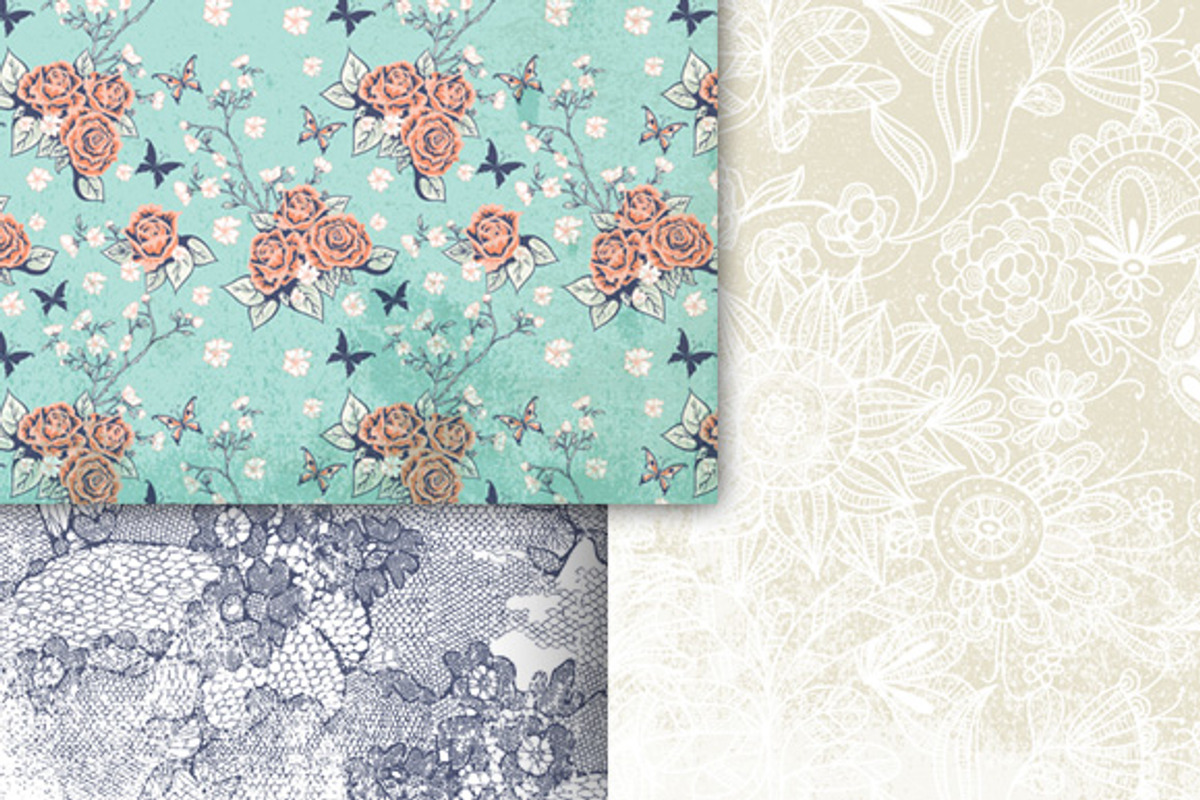 12 shabby romantic Digital Papers. preview 5