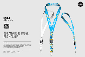 3D Lanyard Id Badge Mockup