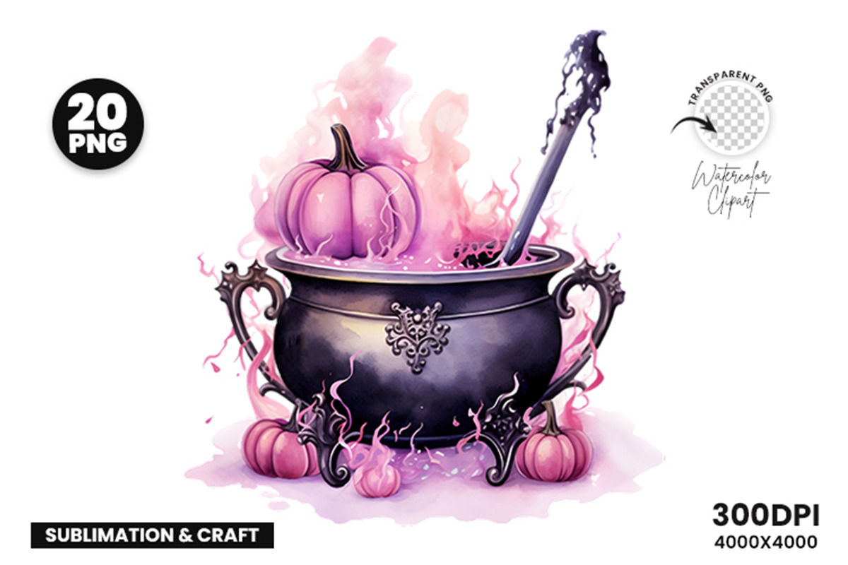 Halloween Pink Cauldron PNG Bundle, a Seasonal Illustration by Creative Arslan (Photo 4 of 7)