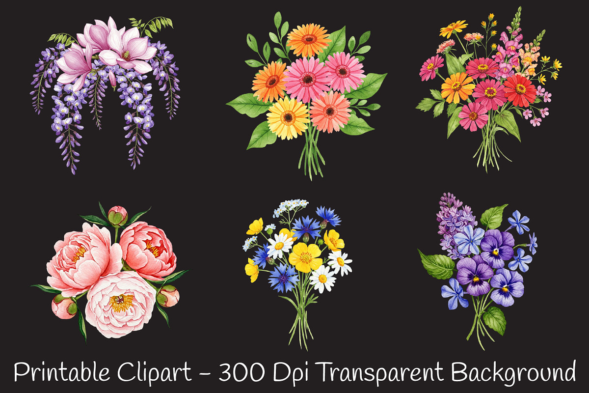 Spring Flowers Bouquet Clipart, an Illustration by RobertsArt (Photo 4 of 7)