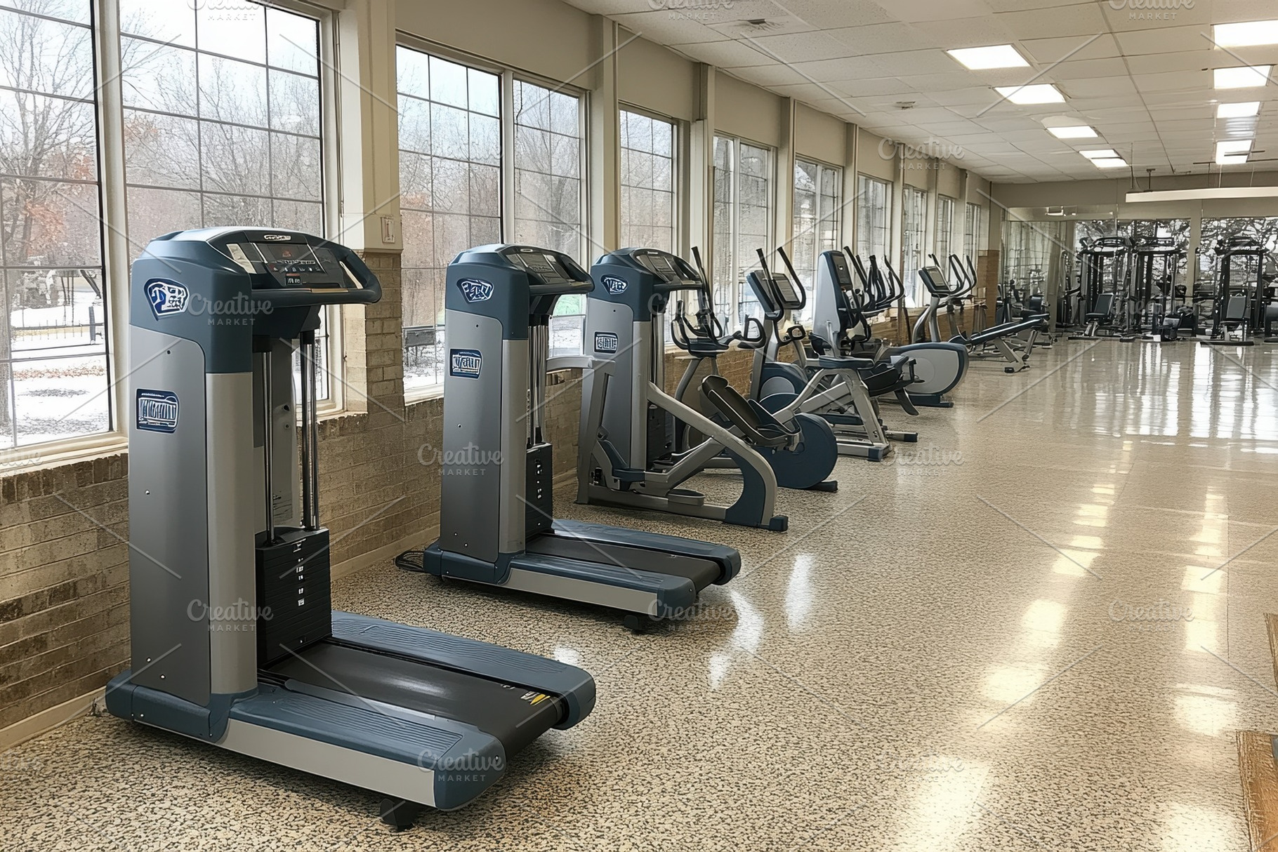 Modern fitness center features cardi, a Photo by Tanuart