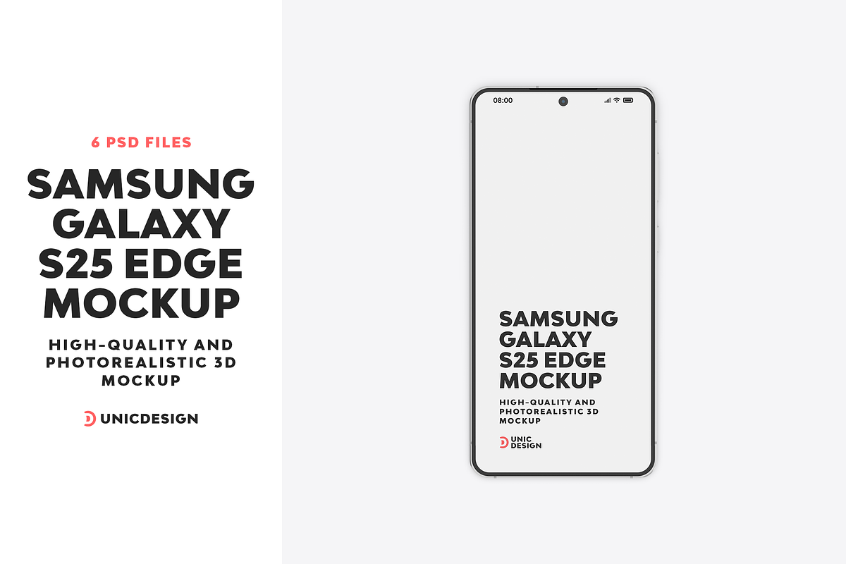 Samsung Galaxy S25 Edge Mockup, an Android Mockup by UnicDesign (Photo 1 of 13)