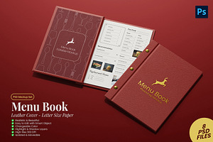 Menu Book Mockup Set - Leather Cover, a Books & Magazine Mockup by Remnand Studio