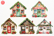 Christmas House Watercolor Clipart, a Seasonal Illustration by Maysa Art (Thumbnail 4 of 5)