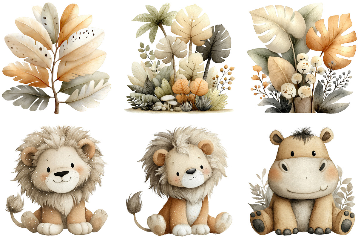 Safari animals watercolor clipart, an Illustration by Sublimation Artist (Photo 5 of 7)