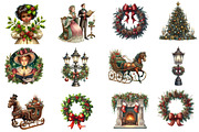 Victorian Christmas Clipart, an Illustration by Designworld (Thumbnail 4 of 5)
