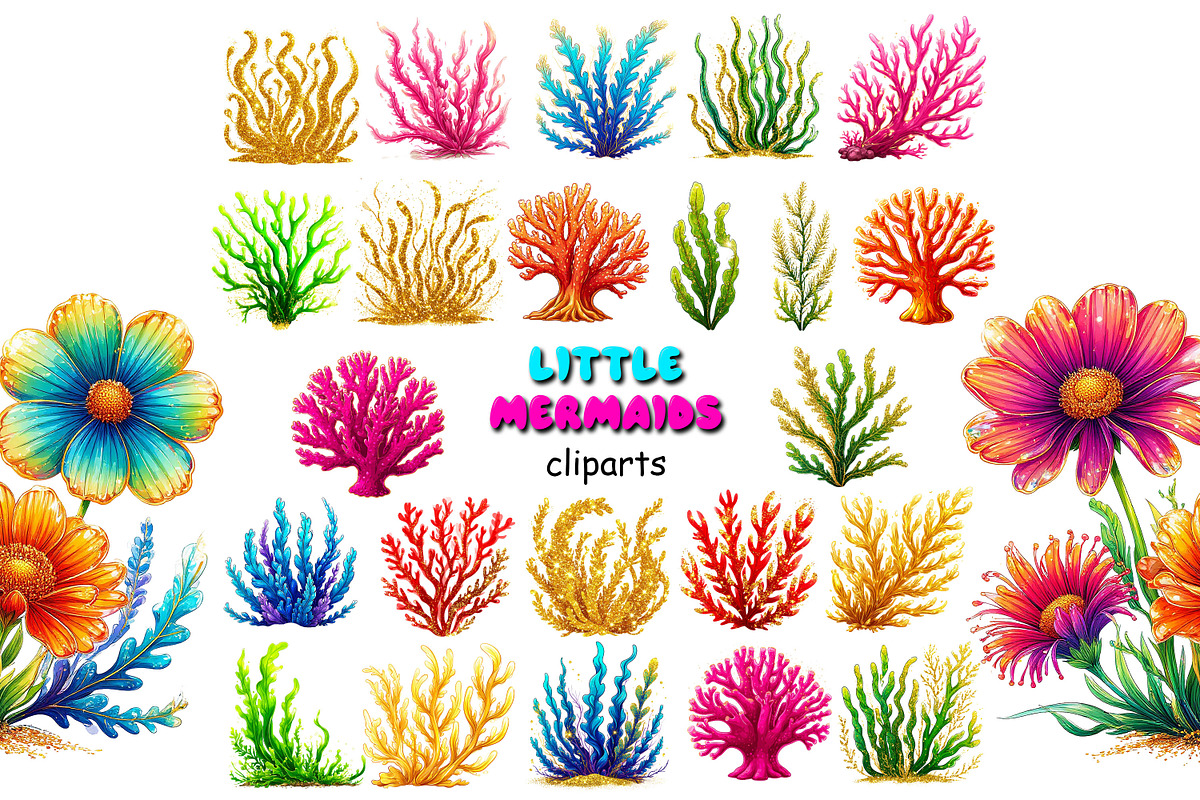 Little mermaids clipart set png, an Object Graphic by JuliaStarArt-FantasyHome (Photo 7 of 12)